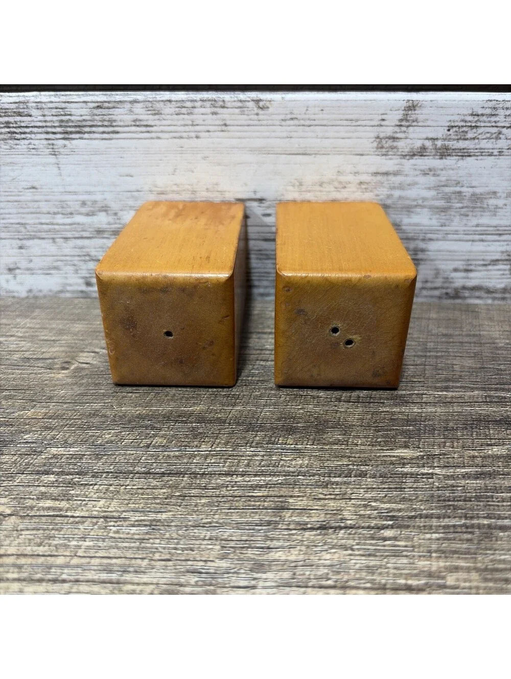 Vintage Wooden Square Rooster Salt and Pepper Shakers